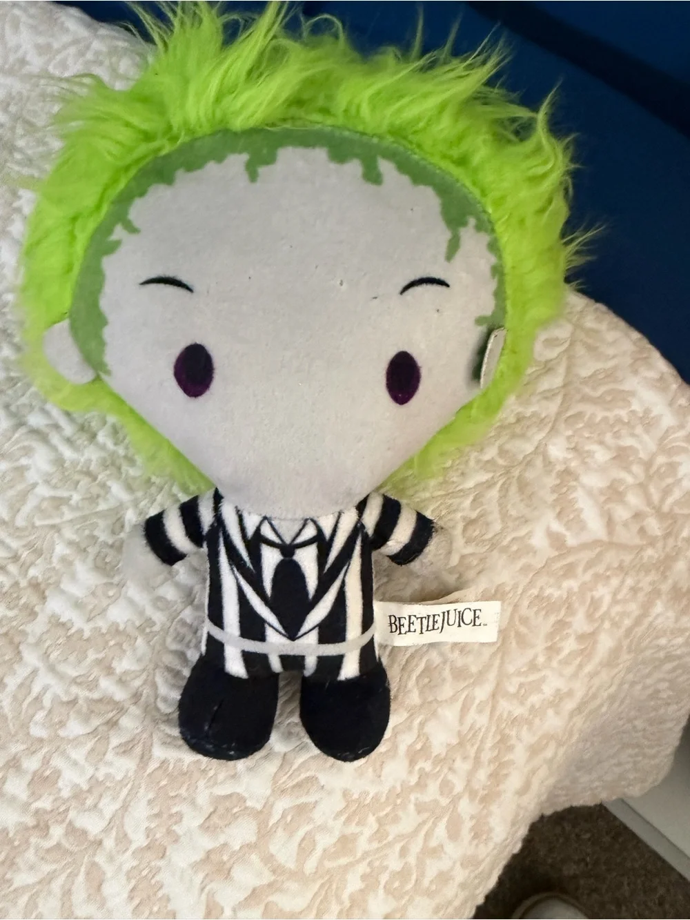Universal Beetlejuice Plush - Neon Green Hair, Black & White Striped Suit
